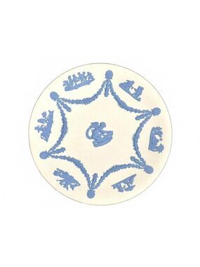 Vintage Wedgwood Jasperware Plate Blue White Cherub & Garland Design England